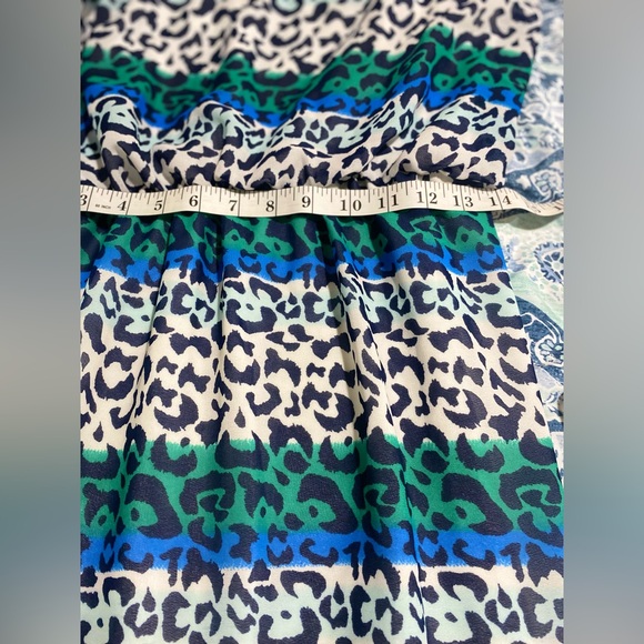 ❤️🤩She’s Cool Blue Green Black & White Leopard  Stripped Sleeveless Maxi Dress - Picture 8 of 9